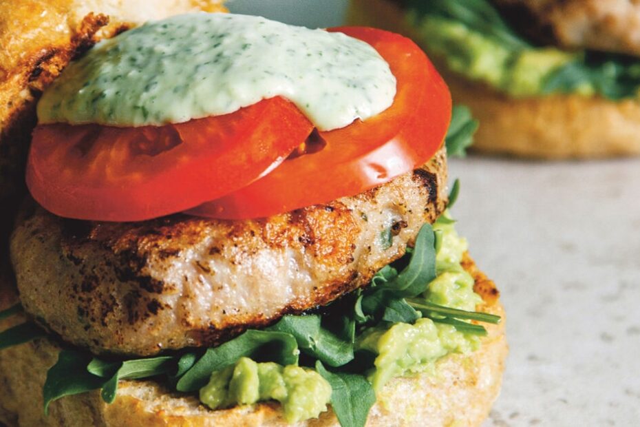 Barbecued Chicken Burgers with Basil Aioli