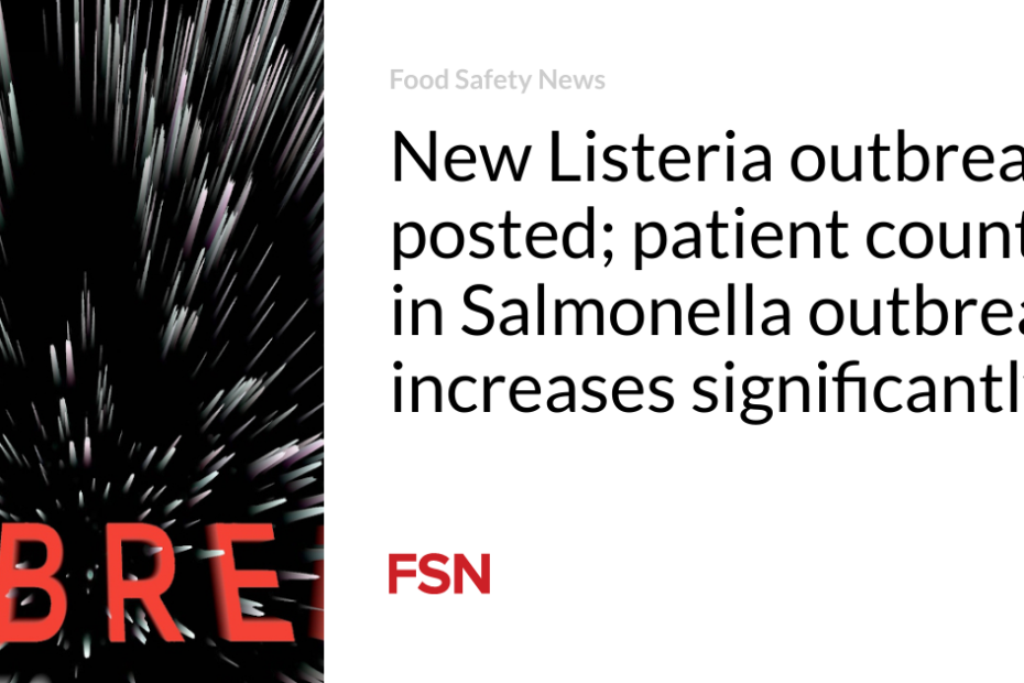 New Listeria outbreak posted; patient count in Salmonella outbreak increases significantly