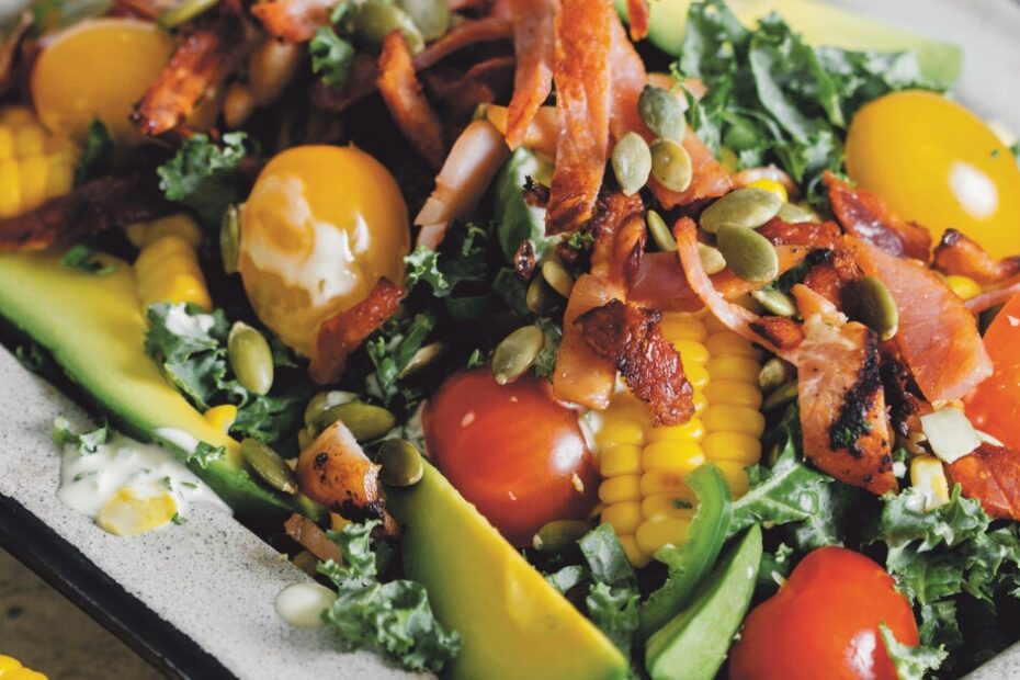 Spicy Corn, Bacon & Kale Salad