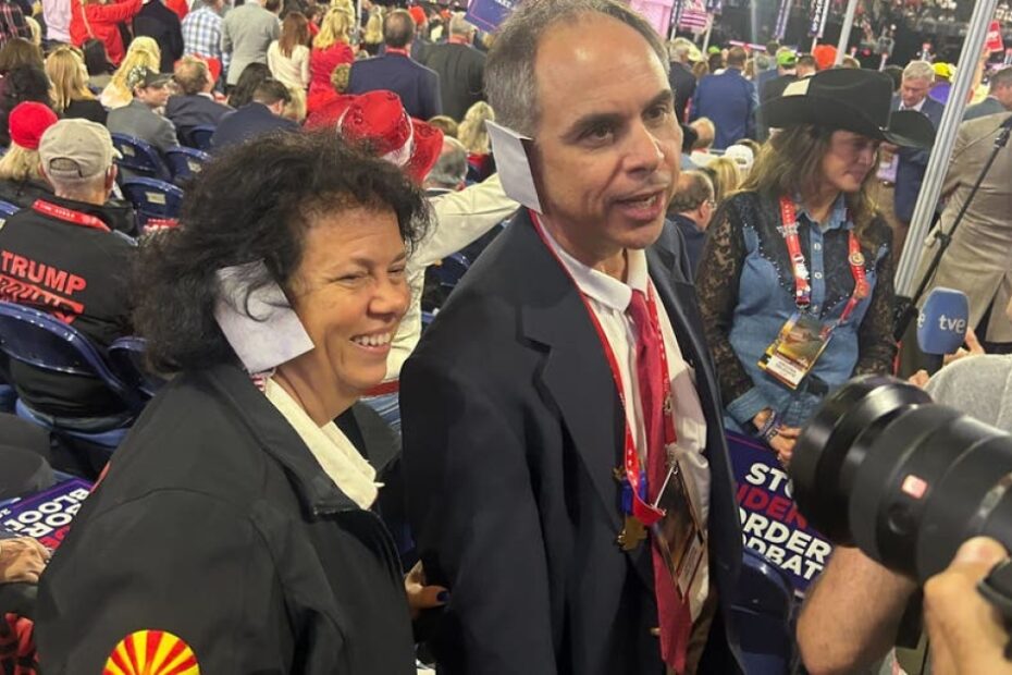 Delegates seen wearing ear bandages at Republican convention in solidarity with Trump